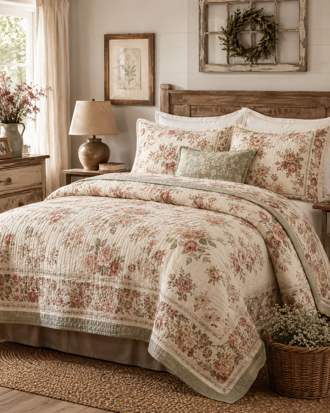 Vivisophi™ HearthBloom Floral Quilt Set