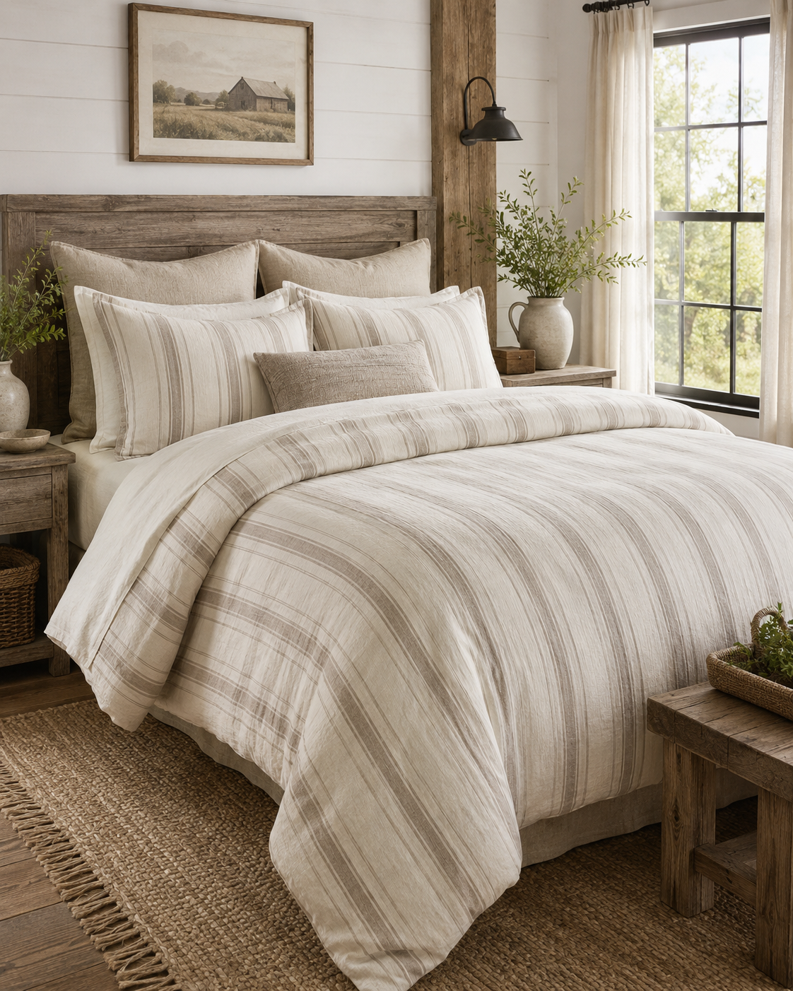 Vivisophi™ StripeNest Linen Bedding Set